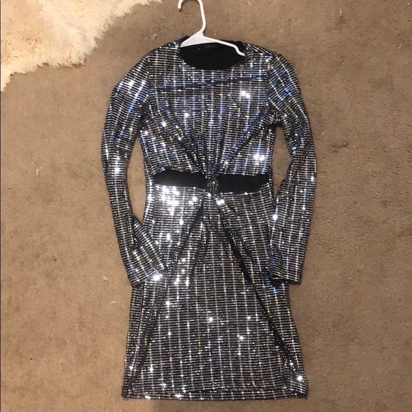 zara sequin silver dress
